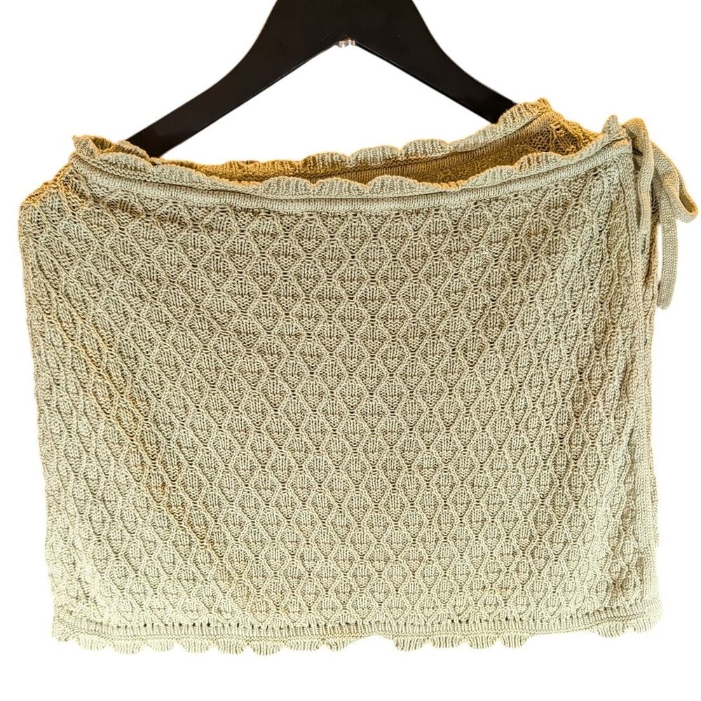 Future Collective Olive Green Textured Knit Wrap Mini Skirt XS Boho Cottagecore